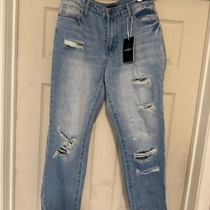 Stylish Distressed Light Blue Jeans